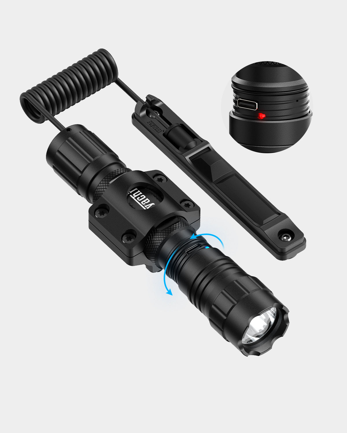 streamlight flashlight with pressure switch Feyachi Mlok-FL32 1500 Lumen Tactical LED Flashlight with IPX7