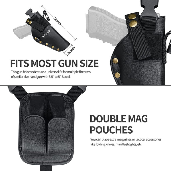 Concealed Double Draw Shoulder Gun Holster Under Arm Double Soft Pistol  Holster