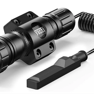 A compact, high-intensity tactical flashlight with a black matte finish and textured grip for easy handling.