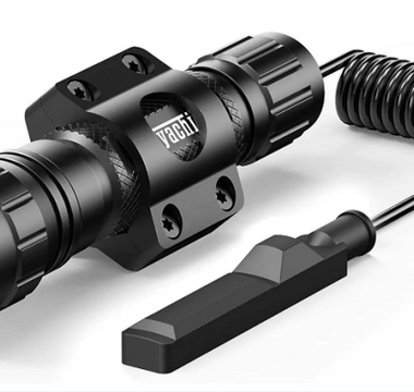 A compact, high-intensity tactical flashlight with a black matte finish and textured grip for easy handling.
