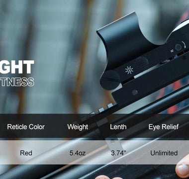 Feyachi RS-30 reflex sight with 1X magnification, red reticle, star cross bullseye dot pattern, and unlimited eye relief. Lightweight and compact for enhanced targeting accuracy.