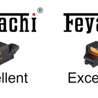 Feyachi red dot sight labeled as excellent with multiple units displayed