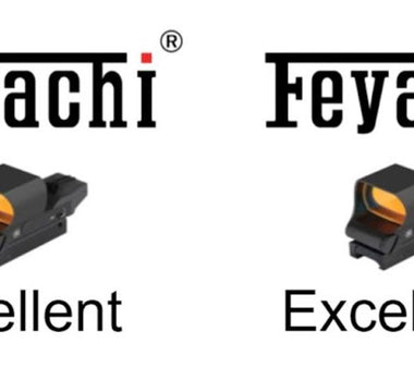 Feyachi red dot sight labeled as excellent with multiple units displayed