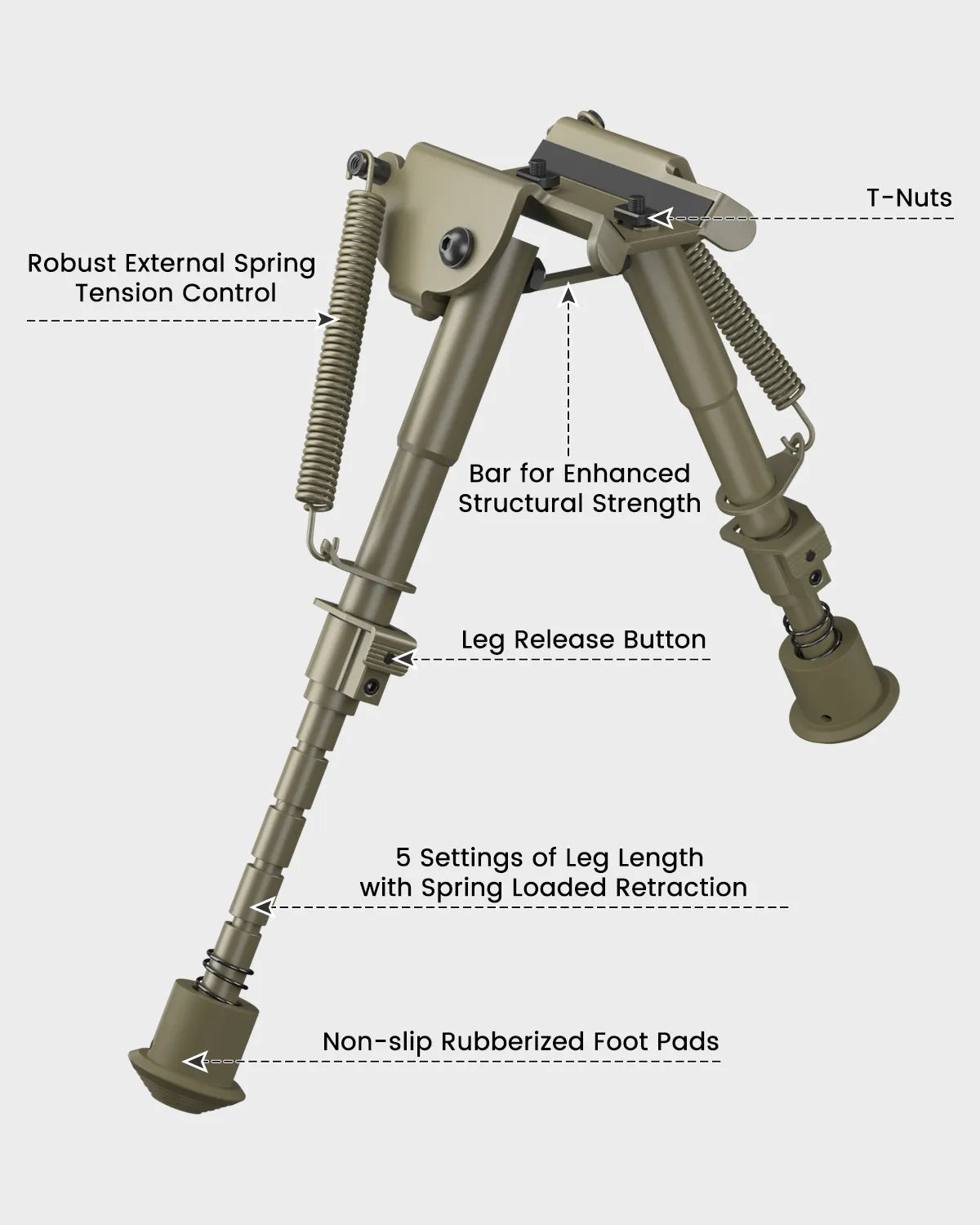 Bipiede Feyachi B13-SS per fucili - Mlok regolabile da 6-9 pollici