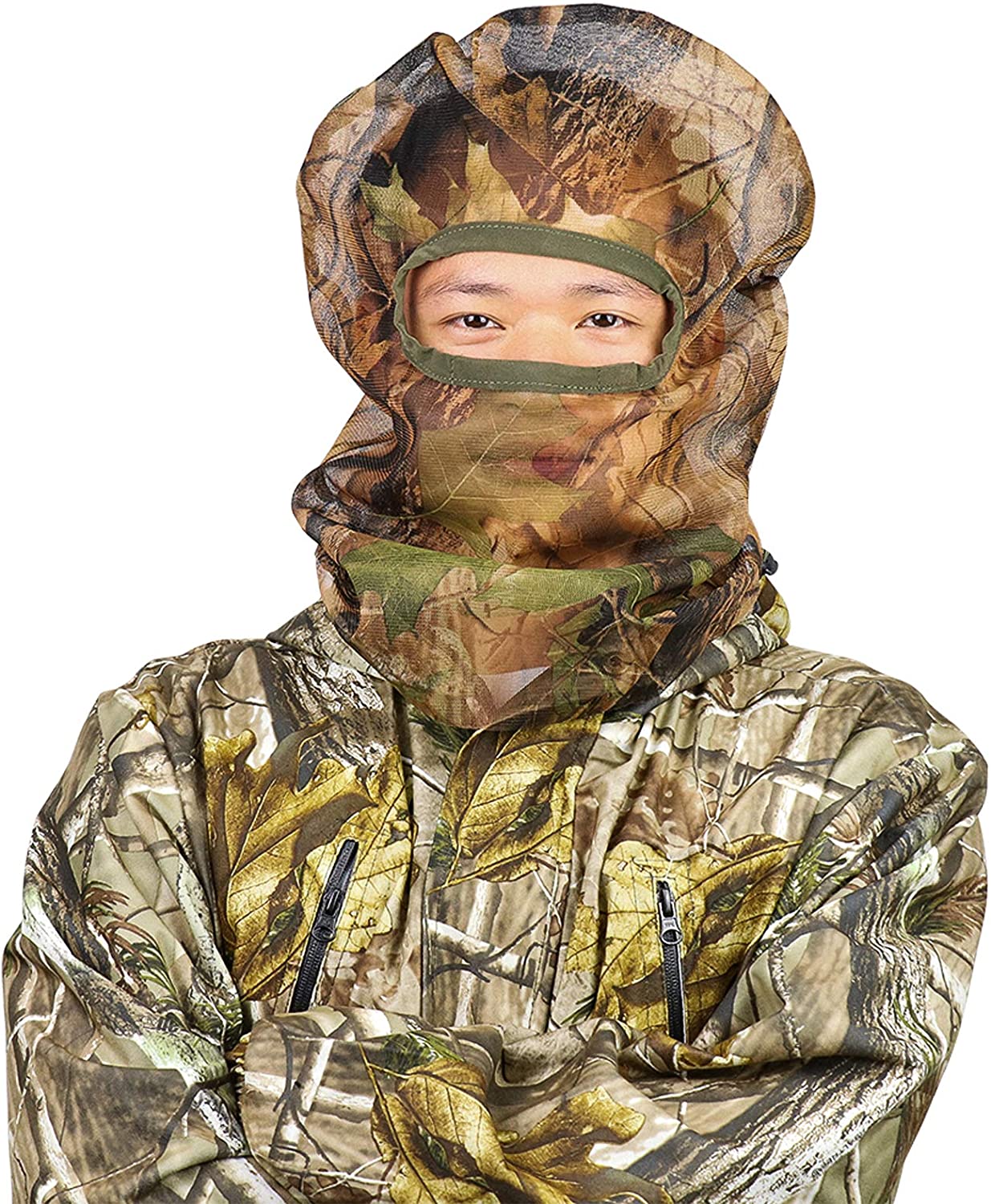 Feyachi Full Camo Face Mask for Concealment Bowhunting Duck Turkey Hunting Face Mask -Camouflage Face Mask for Hunting-2 Pieces