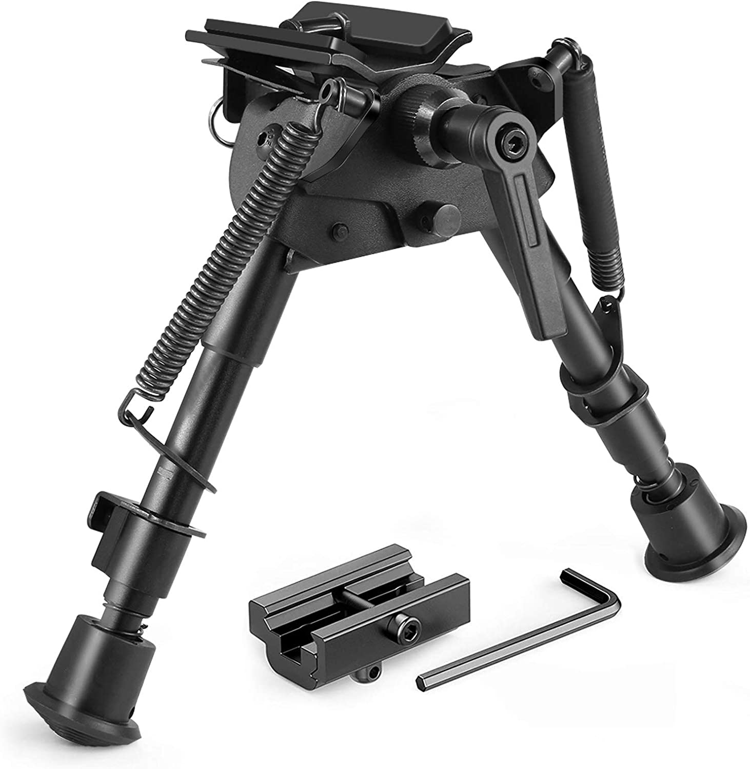 Twod Rifle Bipod 6-9 Inch Adjustable Spring Return Picatinny & Swivel-Stud Sniper Hunting Bipod with Mount Adapter
