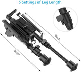 Twod Rifle Bipod 6-9 Inch Adjustable Spring Return Picatinny & Swivel-Stud Sniper Hunting Bipod with Mount Adapter