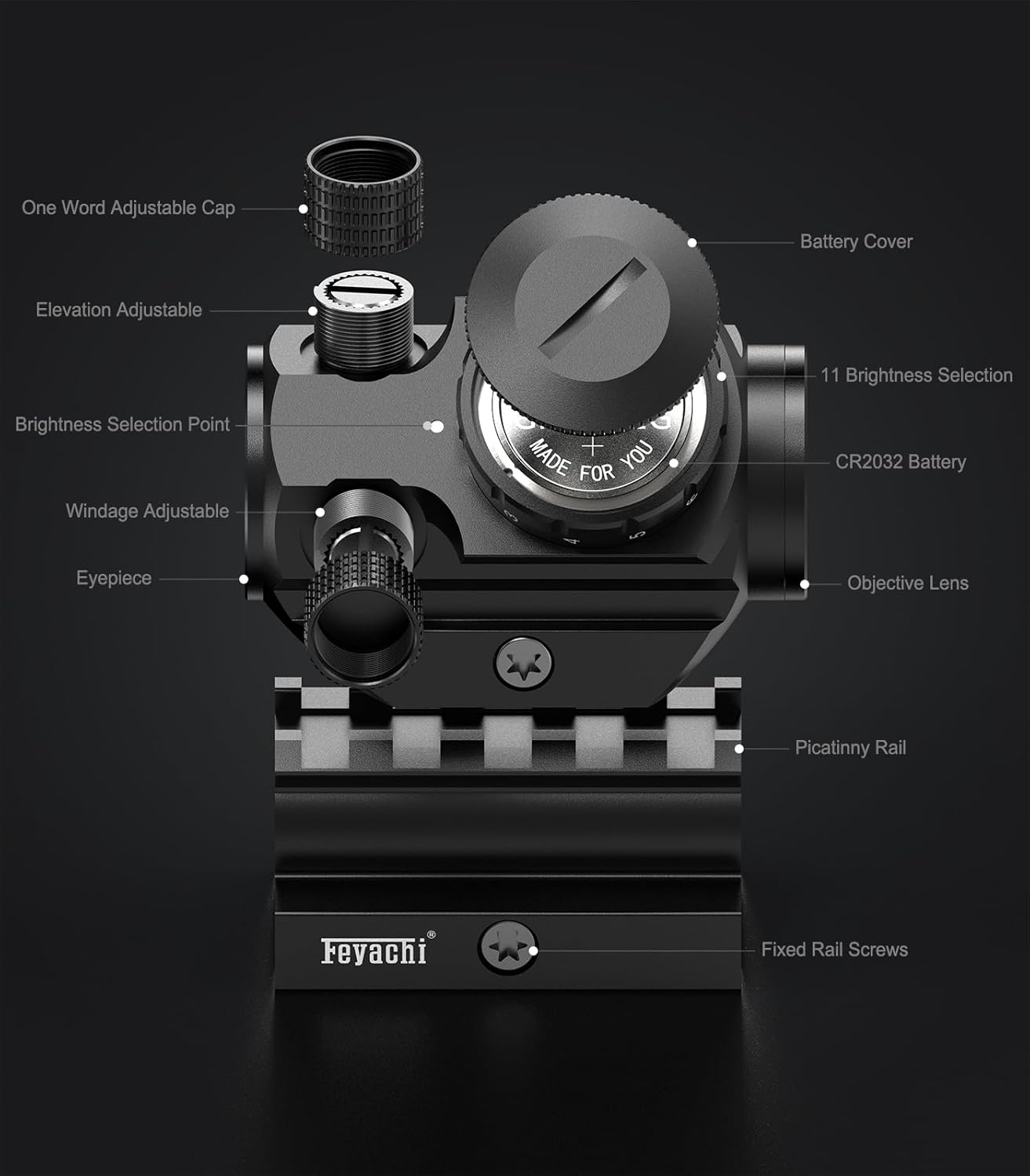 Feyachi M57 1.5X - 5X Magnifier Combo Kit with V90 Red Dot Sight