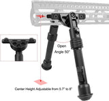 Xaegistac 5.7" to 8" Rifle Bipod Adjustable Compatible with Mlok Hand-Guard, Matte Black