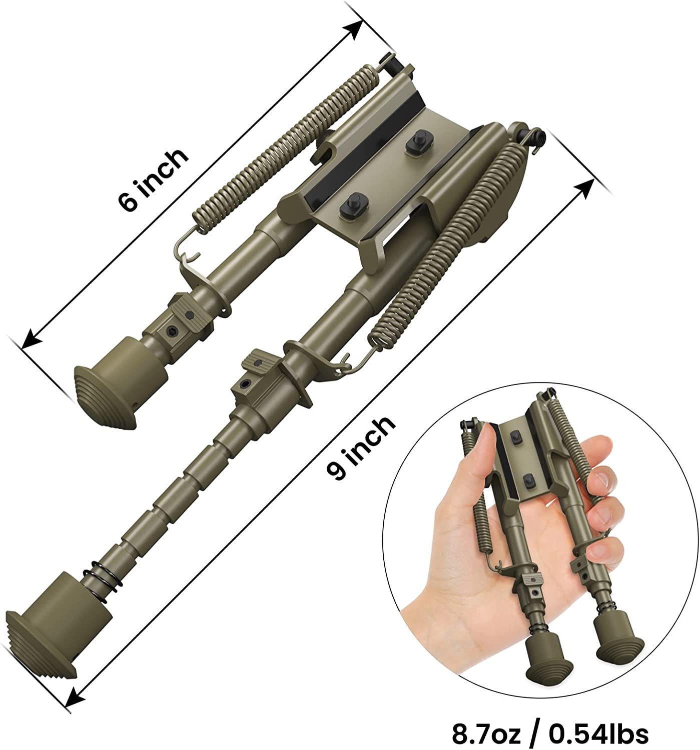 Feyachi B13 Mlok Bipod 6-9 Inch Lightweight Rilfe Bipod Directly Attach to Mlok System for Hunting and Shooting