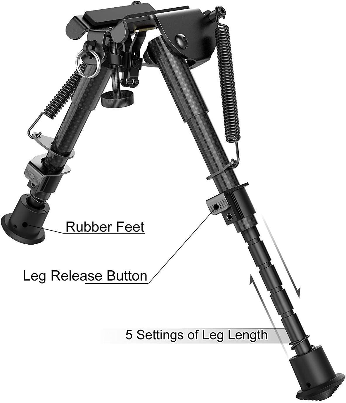 Xaegistac Carbon Fiber 6"- 9" Rifle Bipod