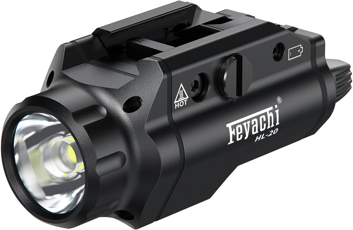 Feyachi HL-20 Pistol Light 1500 Lumen Upgrade LED Weapon Light Compact Rail Mounted Handgun Tactical Flashlight Rail Locating Keys for Picatinny
