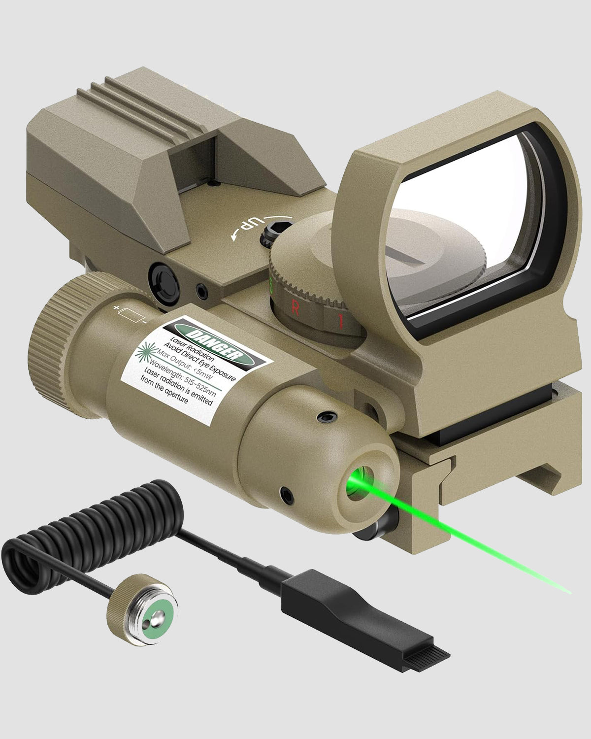 Feyachi Reflex Sight - 4 Reticle Green Dot Sight Optics Sand