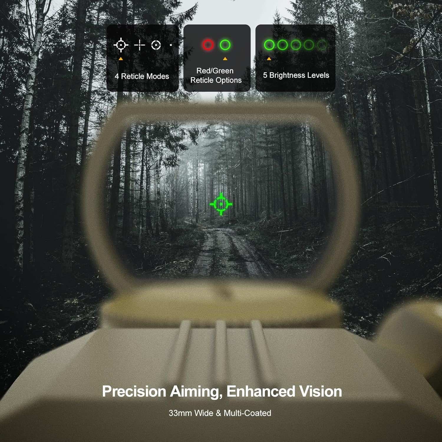 Feyachi Reflex Sight - 4 Reticle Green Dot Sight Optics Sand