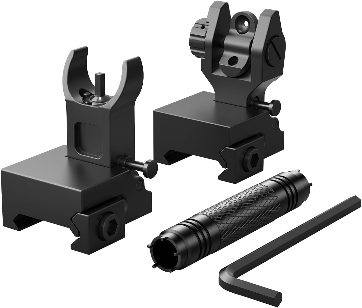 Feyachi S29 Flip Up Rear Front and Iron Sights with Adjustable Tool - Perfect Backup for Picatinny & Weaver Rails