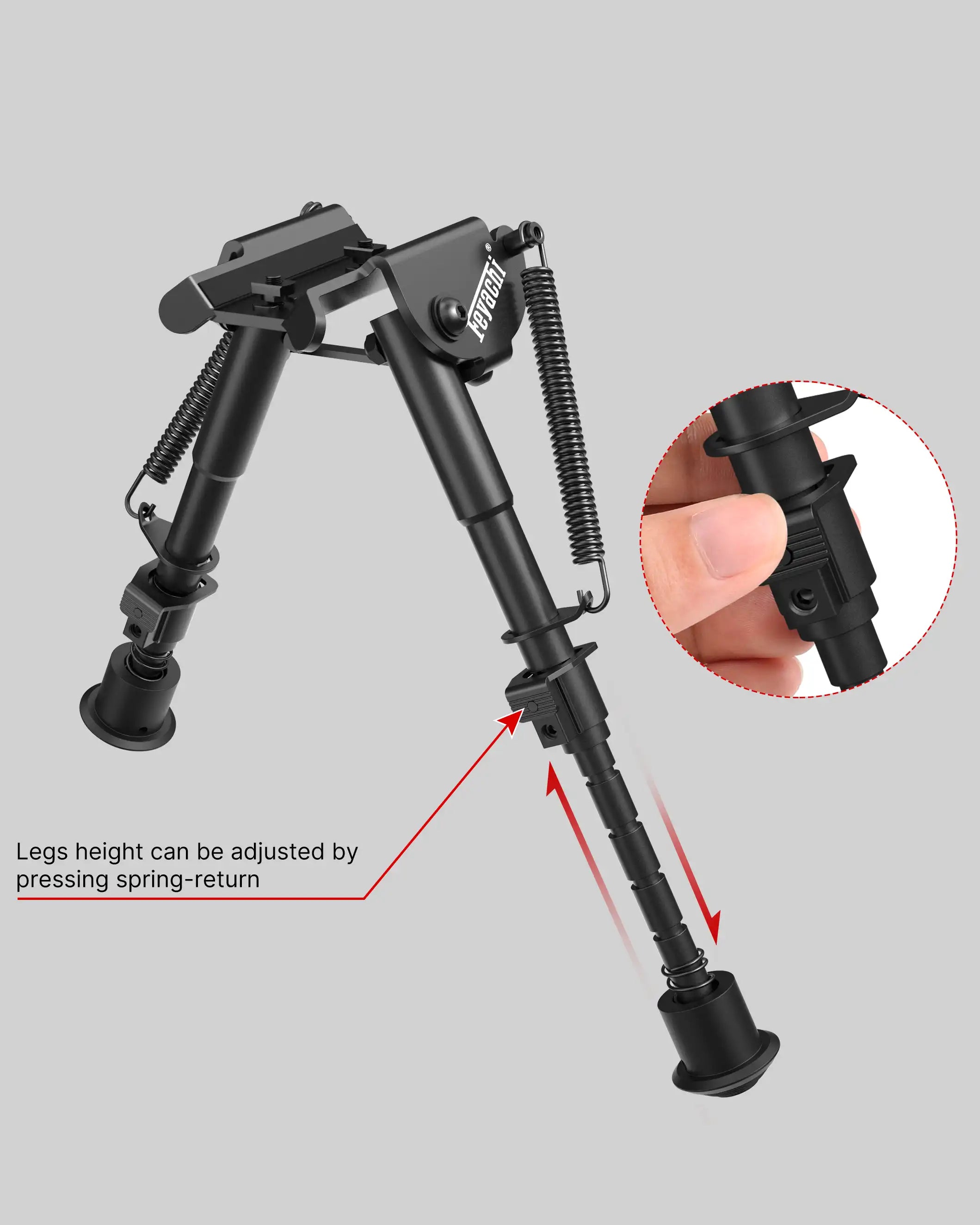 Bipied de fusil 6-9 pouces avec adaptateur pour rail M - Global Bipied de fusil 6-9 pouces avec adaptateur pour rail M - Global
