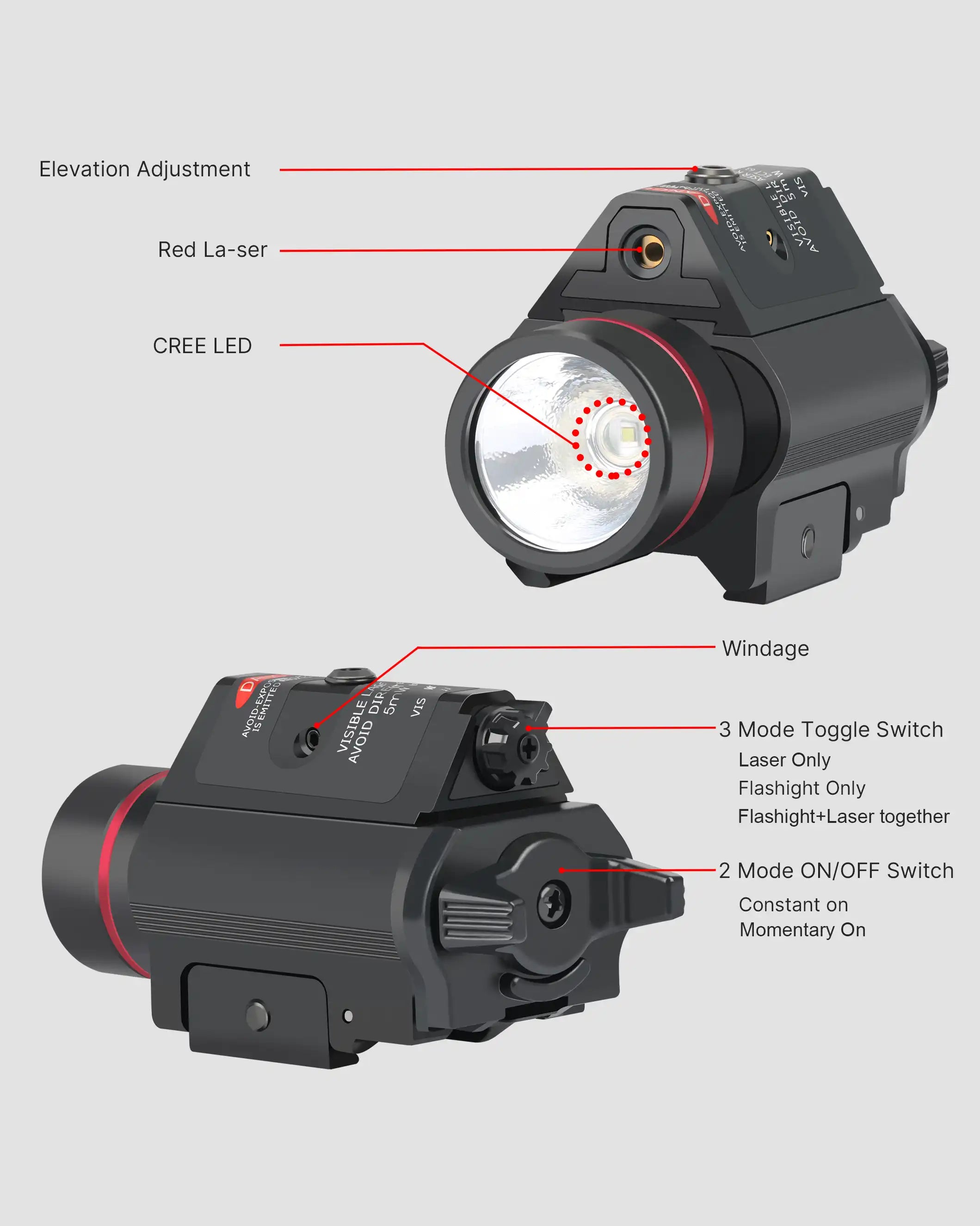 nebo csi 8 led tactical flashlight w red laser Feyachi LF-38 Red Laser Flashlight Combo