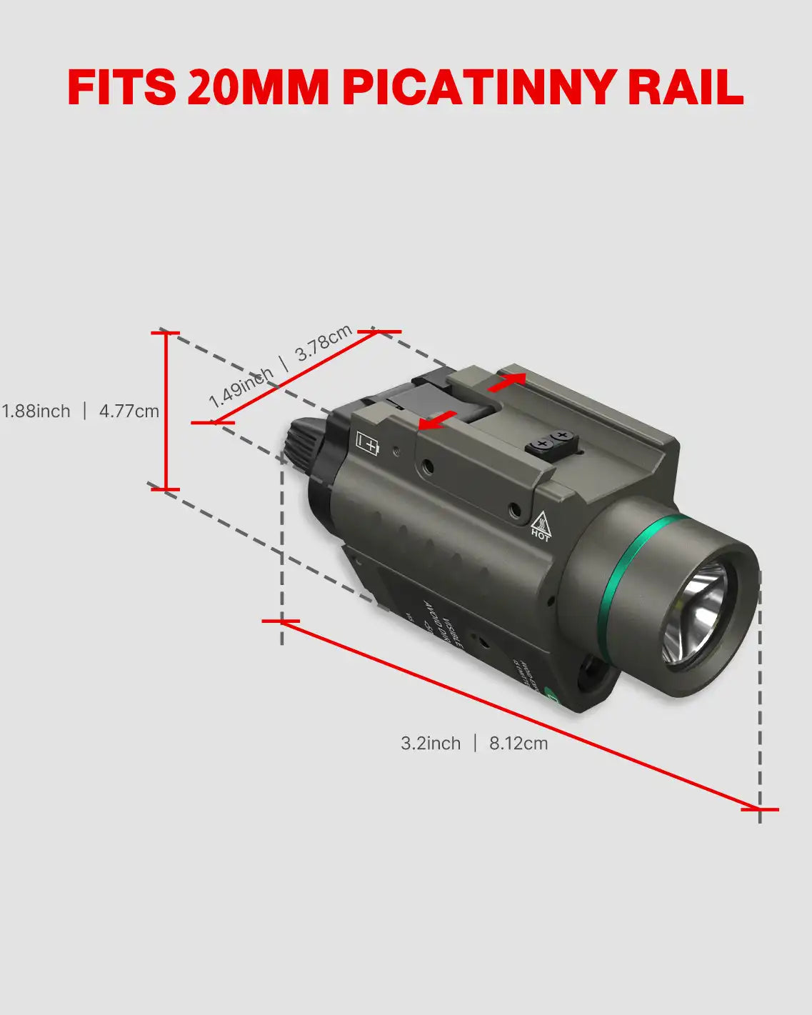 Feyachi LF-58-Nickel Green Laser Tactical Light - Laser Light Combo