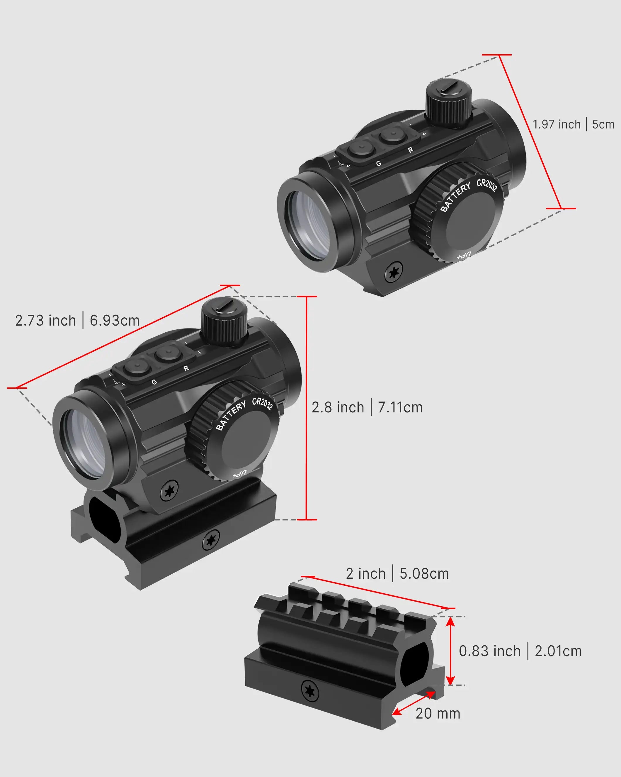 Feyachi RDS-36 Red & Green Dot Sight - Micro Reflex With Riser