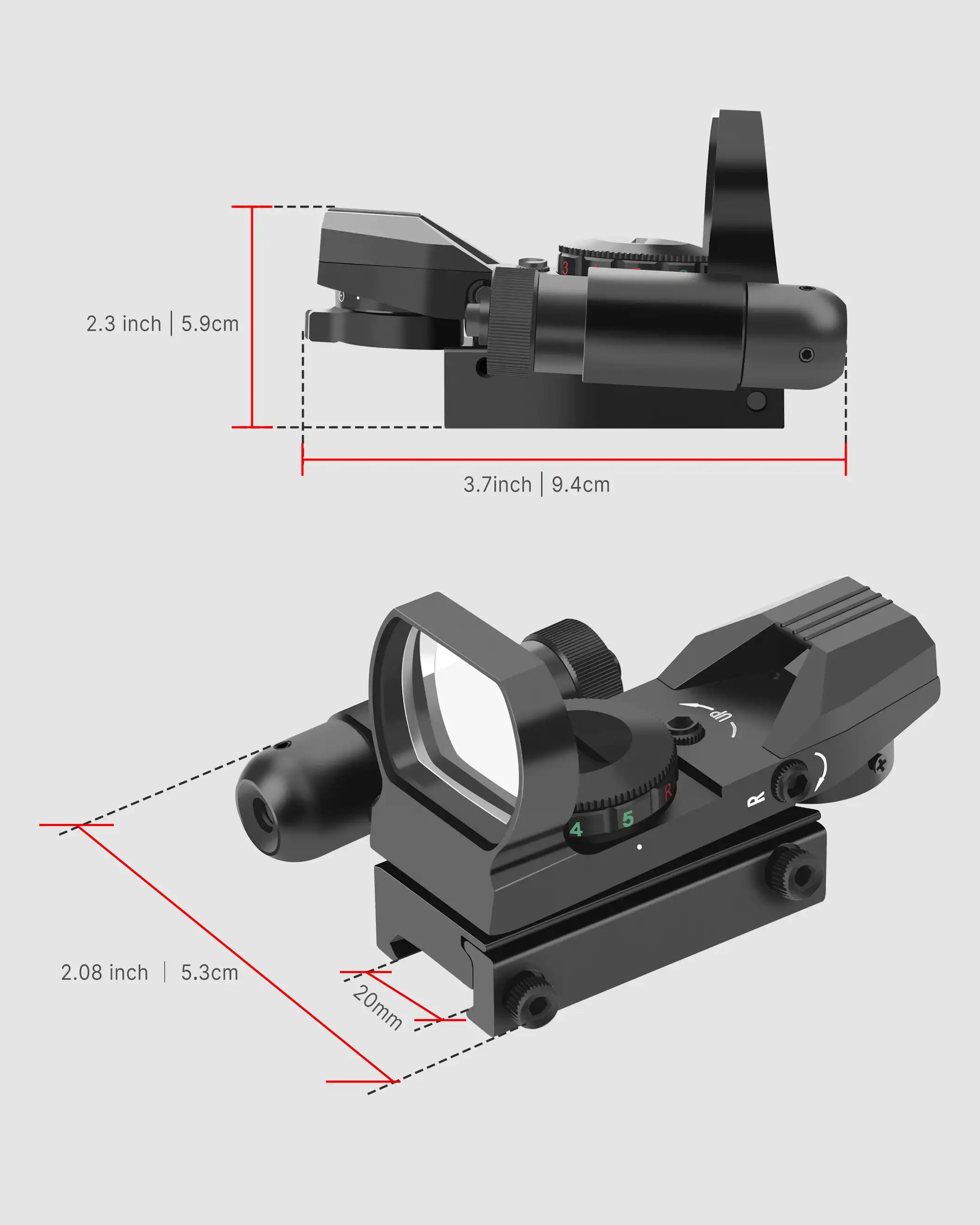 Feyachi RSL-18 Reflexvisier mit Laser – 4 Absehen integrierter Laser