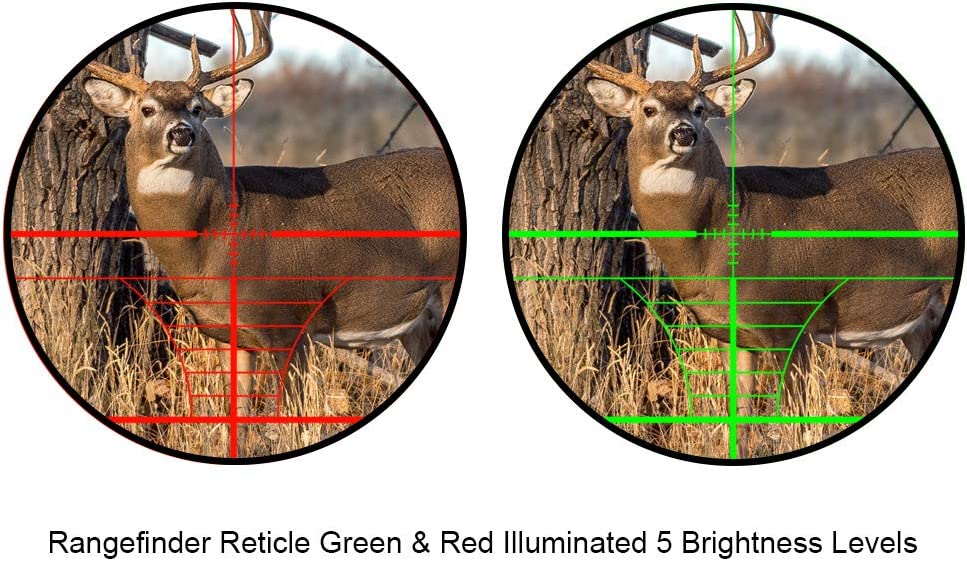 Feyachi RFS-21 Red and Green Scope Falcon 6-24x50mm Illuminated Optics with Range-Finding Reticle 1 Inch Tube