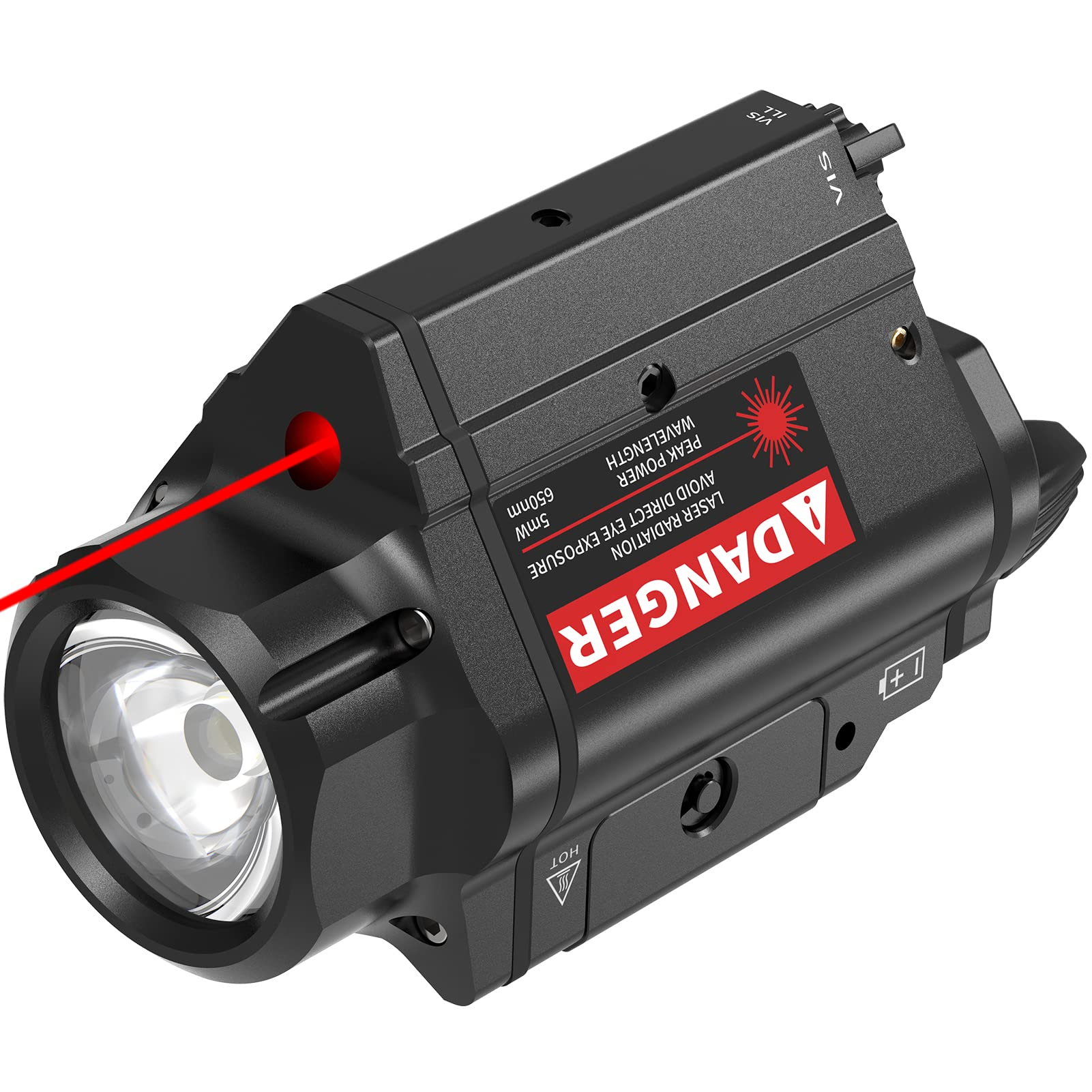 Feerien Rote Laser-Taschenlampen-Kombination, 800 Lumen, Pistolenlaserlicht für 20 mm Picatinny-Schiene, 3 Modi, Taschenlampen, Laservisier