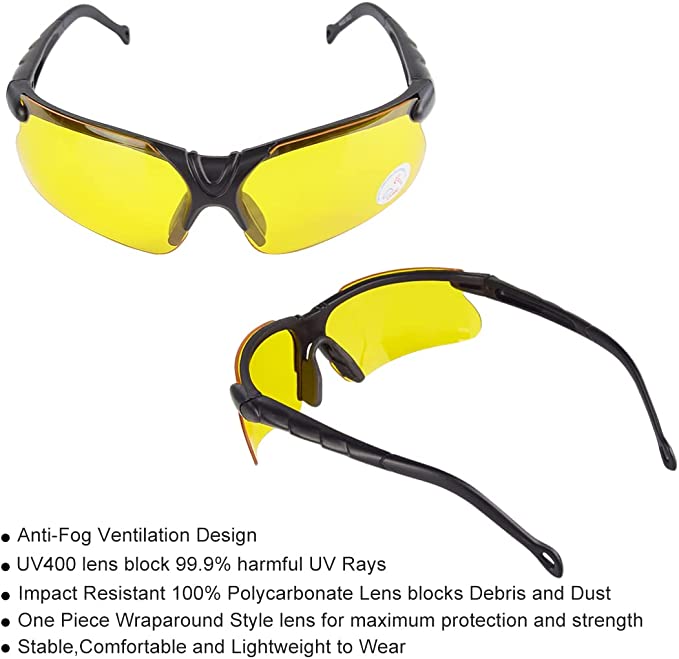 Feyachi Safety Glasses For Work Safety Goggles with Clear Anti Fog,Scratch Resistant Cycling Glasses,Protective Glasses UV400 Protection