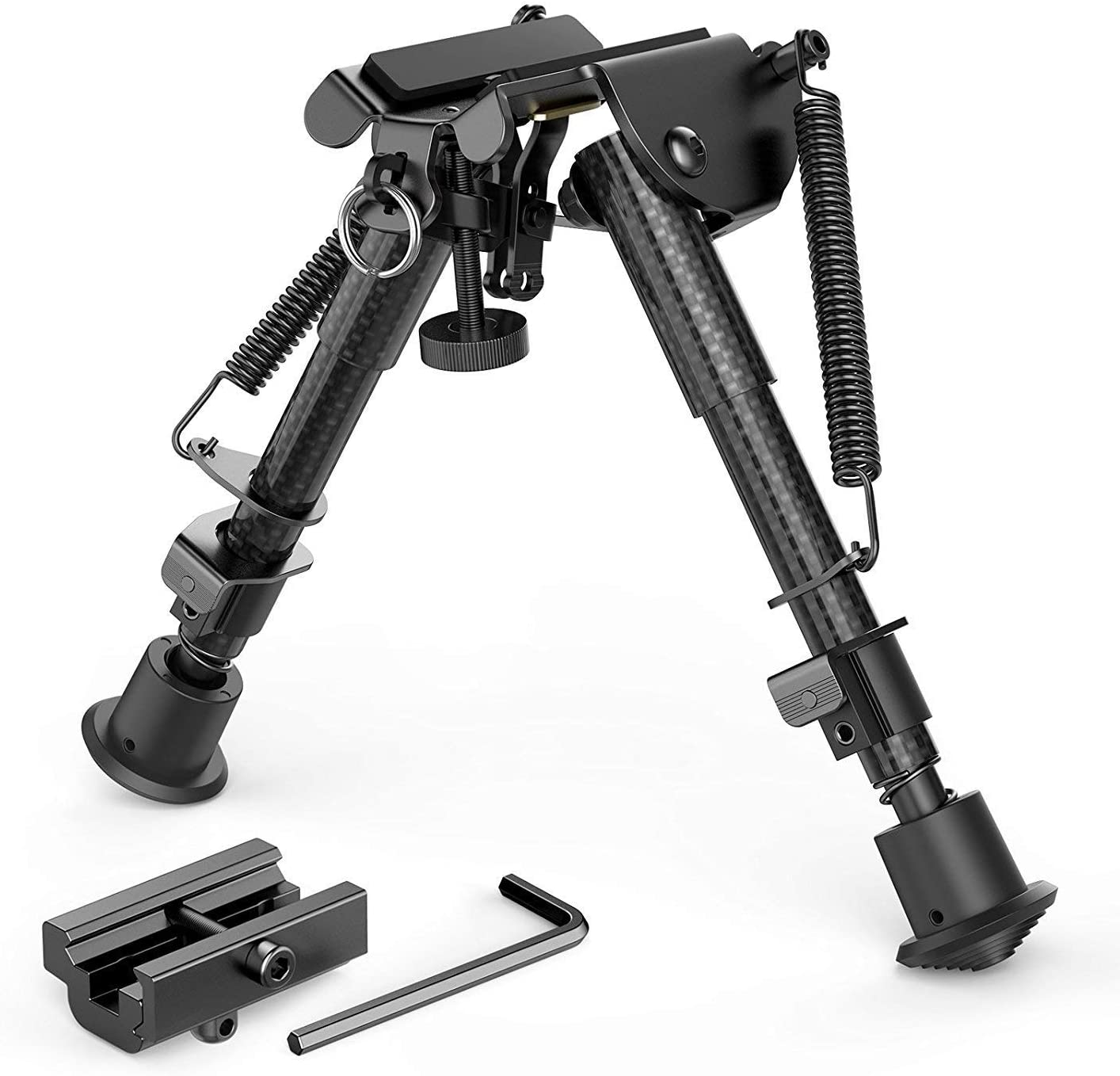 Feyachi Rifle Bipod Carbon Fiber 6"- 9" Extendable with Picatinny Adapter, Carbon Bipod for Hunting