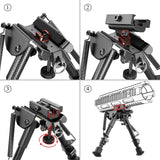 Feyachi Rifle Bipod Carbon Fiber 6"- 9" Extendable with Picatinny Adapter, Carbon Bipod for Hunting
