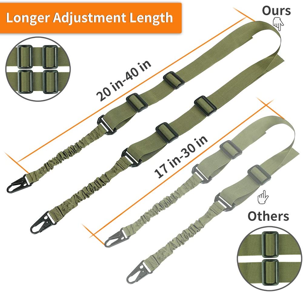 Feyachi L46 Sling with Mlok QD Sling Mount, Length Adjustable Sling with Larger Metal Hooks(Green)