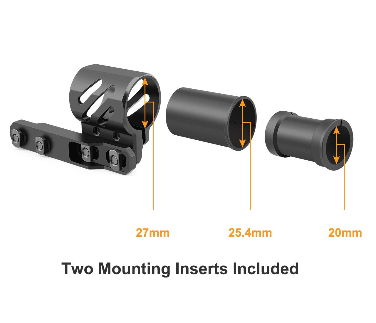 Feyachi mlok Offset Flashlight Ring Mount for Mlok Rail System - 2 Mounting Inserts Included fits 27mm 25.4mm 20mm Diameter Flashlight